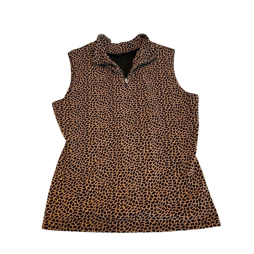Reitmans sleeveless top blue fits L leopard design